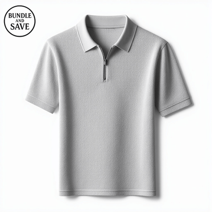 Gio French Knit Polo - Light Gray