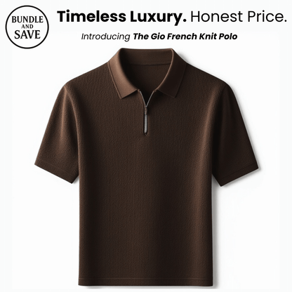 Gio French Knit Polo - Light Gray