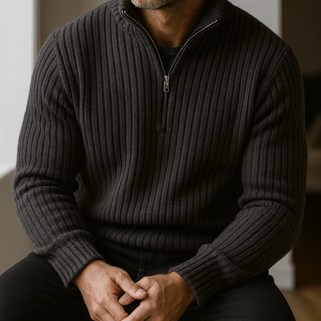 Strada Shaker Quarter Zip Sweater