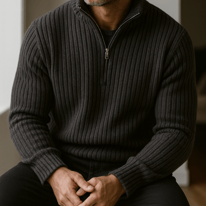 Strada Shaker Quarter Zip Sweater