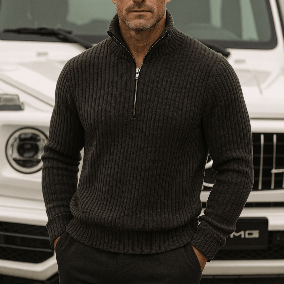 Strada Shaker Quarter Zip Sweater
