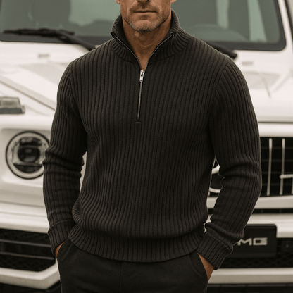 Strada Shaker Quarter Zip Sweater