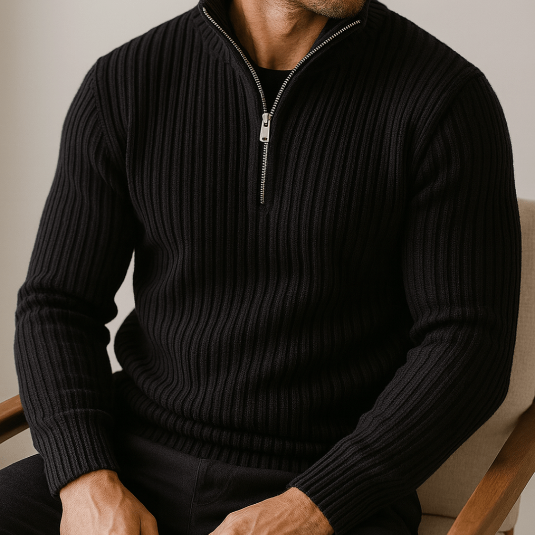 Strada Shaker Quarter Zip Sweater