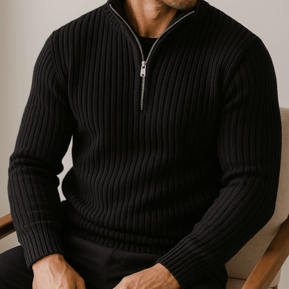 Strada Shaker Quarter Zip Sweater