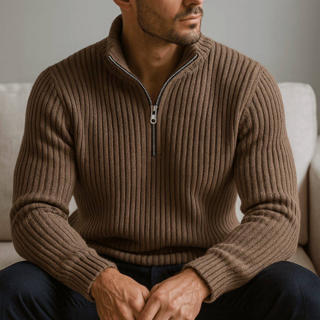 Strada Shaker Quarter Zip Sweater