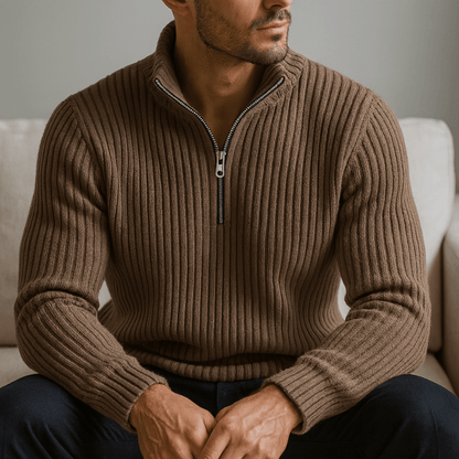 Strada Shaker Quarter Zip Sweater