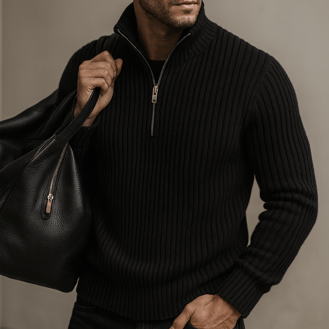 Strada Shaker Quarter Zip Sweater
