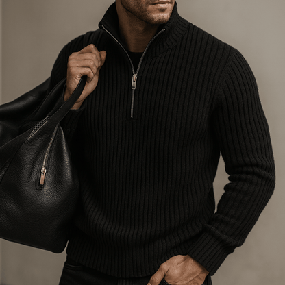 Strada Shaker Quarter Zip Sweater