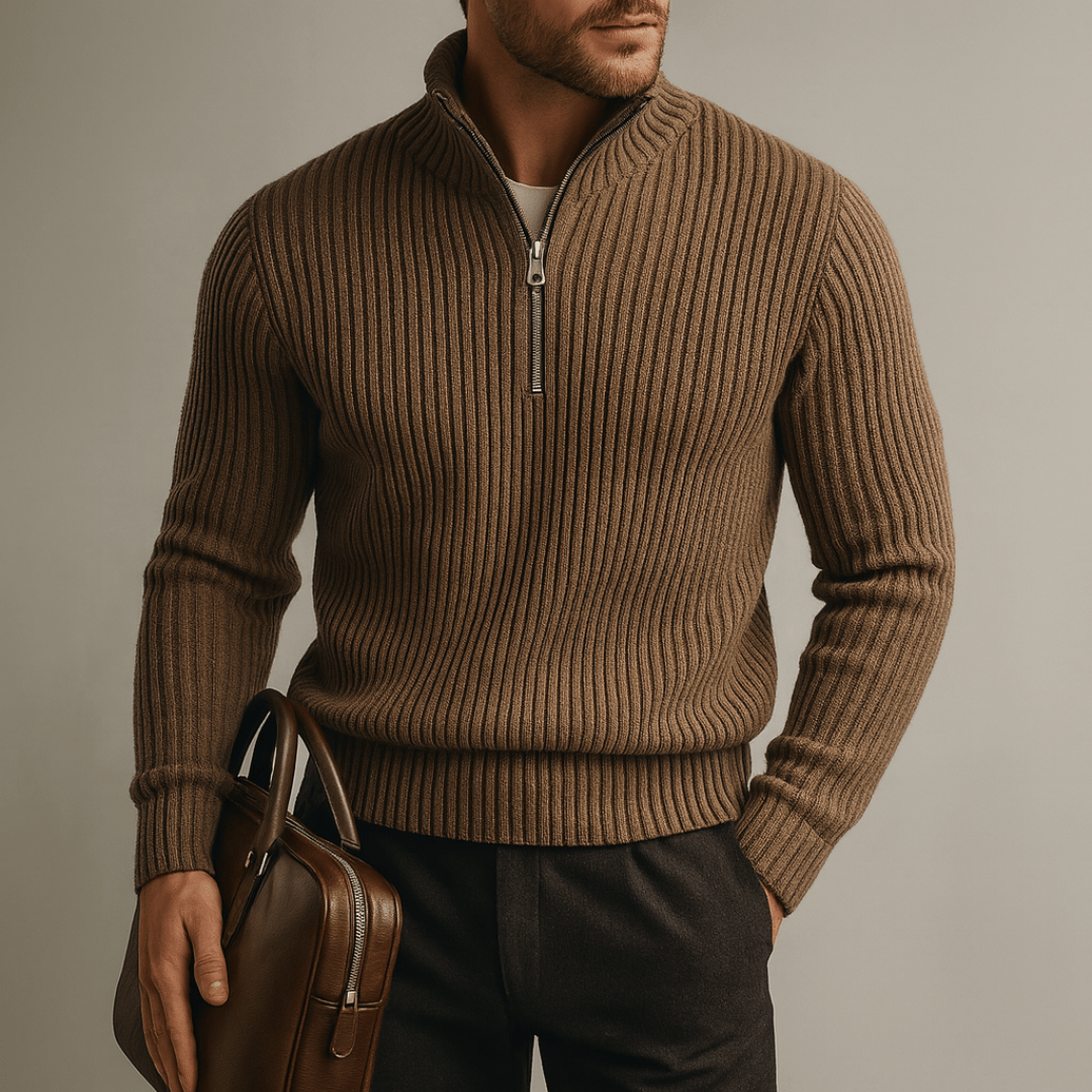 Strada Shaker Quarter Zip Sweater