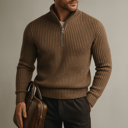 Strada Shaker Quarter Zip Sweater