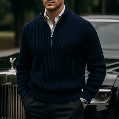 Strada Shaker Quarter Zip Sweater